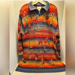 Vintage Y2K Susan Bristol Knit Long Pull over Sweater Rainbow Colors size L
